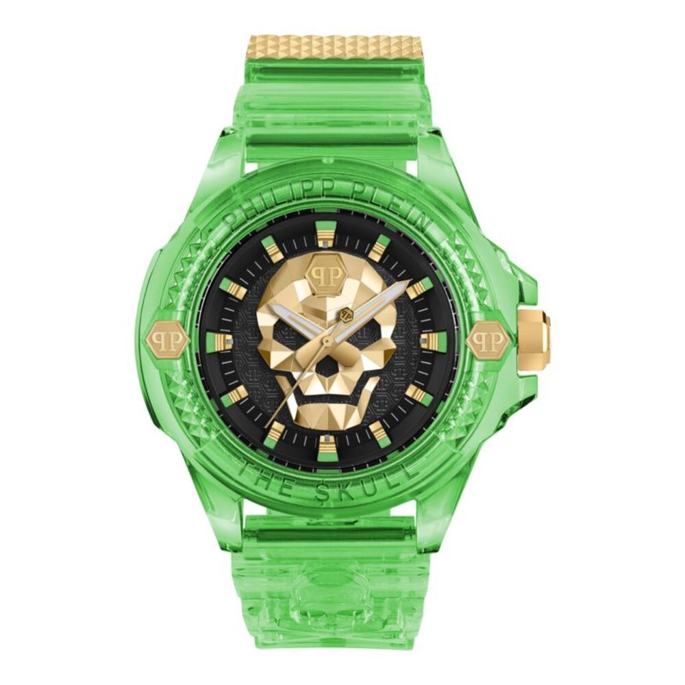 Philipp Plein The $kull Scuba Duba Edition Silicone Watch Green Mens